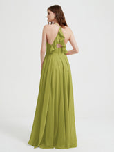 V-neck Cross Back Chiffon Bridesmaid Dresses-Clover
