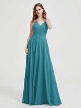 V-neck Cross Back Chiffon Bridesmaid Dresses-Jade