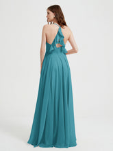 V-neck Cross Back Chiffon Bridesmaid Dresses-Jade
