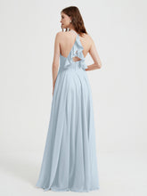 V-neck Cross Back Chiffon Bridesmaid Dresses-Mist