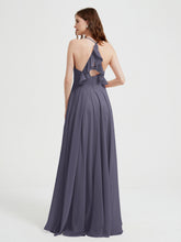 V-neck Cross Back Chiffon Bridesmaid Dresses-Stormy