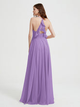 V-neck Cross Back Chiffon Bridesmaid Dresses-Tahiti