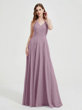 V-neck Cross Back Chiffon Bridesmaid Dresses-Vintage Mauve