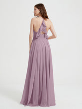 V-neck Cross Back Chiffon Bridesmaid Dresses-Vintage Mauve