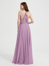 V-neck Cross Back Chiffon Bridesmaid Dresses-Wisteria