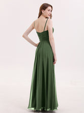 Spaghestti Strap Chiffon Dress with Sweetheart NECK-Olive Green