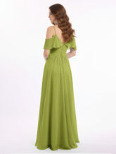 Off the Shoulder Spaghetti Strap Bridesmaid Gowns-Clover