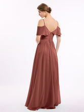 Off the Shoulder Spaghetti Strap Bridesmaid Gowns-Terracotta