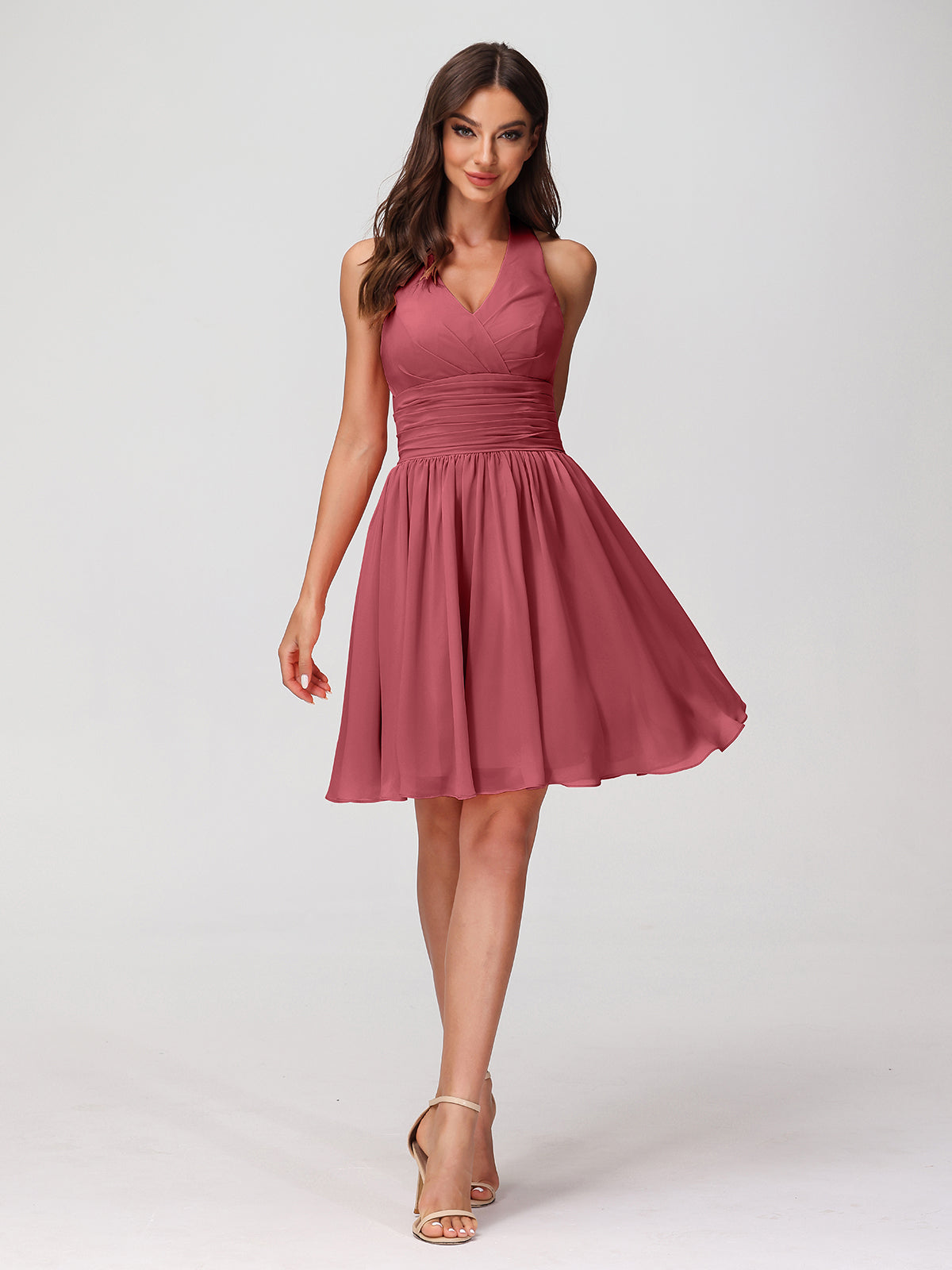 High-Neck Halter Multi Wear Convertible Bridesmaid Dresses Cinnamon Rose