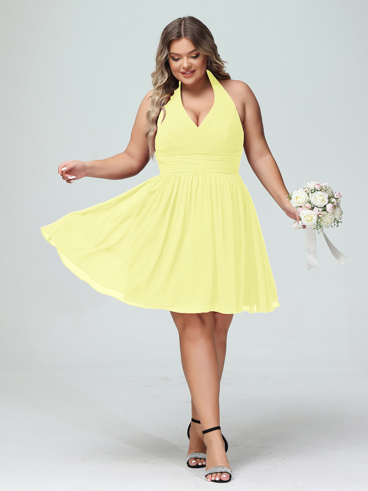 One Shoulder Chiffon Dress for Bridesmaids Daffodil Plus Size