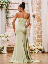 Sheath Spaghetti Straps Soft Satin Sexy Dresses with Slit Dusty Sage