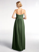 Strapless Chiffon Empire Waist Dress with Pockets-Olive Green