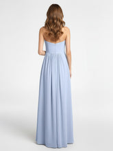 Strapless Chiffon Empire Waist Dress with Pockets-Sky Blue