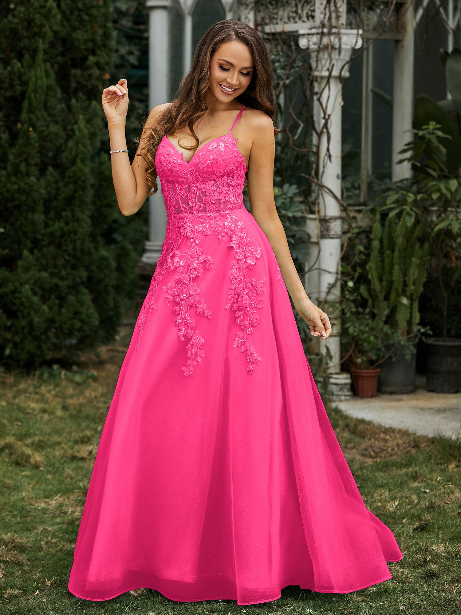 Sweetheart Appliqued Beaded Sweep Train Dress Regency Plus Size main image 1
