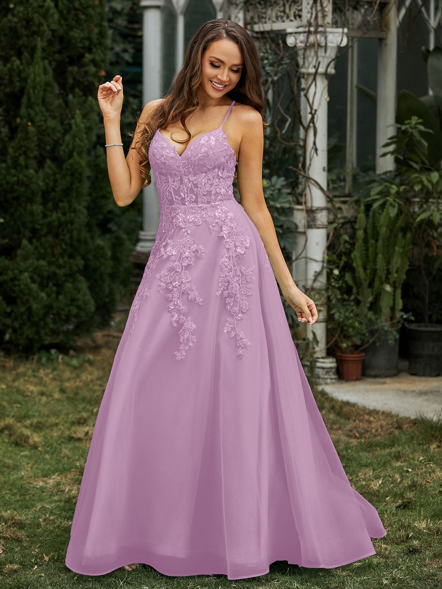 Sweetheart Appliqued Beaded Sweep Train Dress Orange main image 1