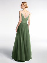 Illusion Neckline Lace and Tulle Maxi Dress-Olive Green