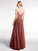 Illusion Neckline Lace and Tulle Maxi Dress-Terracotta