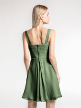 V Neck Chiffon Short Dress for Bridesmaids Olive Green