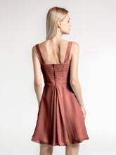 V Neck Chiffon Short Dress for Bridesmaids Terracotta