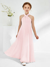 A-line Halter Neckline Sleeveless Junior Bridesmaid Dresses Blushing Pink