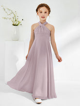 A-line Halter Neckline Sleeveless Junior Bridesmaid Dresses Dusk