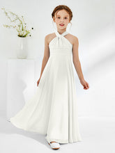 A-line Halter Neckline Sleeveless Junior Bridesmaid Dresses Ivory