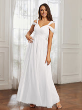 Cap Sleeve Tulle Ruched Floor-length Dress Ivory