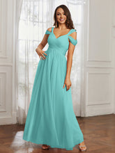 Cap Sleeve Tulle Ruched Floor-length Dress Spa