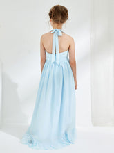 Asymmetrical A-line Junior Bridesmaid Dresses with Flower Sky Blue