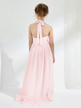 Asymmetrical A-line Junior Bridesmaid Dresses with Flower Blushing Pink
