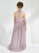 Asymmetrical A-line Junior Bridesmaid Dresses with Flower Dusk