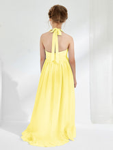Asymmetrical A-line Junior Bridesmaid Dresses with Flower Lemon