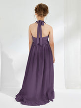 Asymmetrical A-line Junior Bridesmaid Dresses with Flower Plum