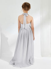 Asymmetrical A-line Junior Bridesmaid Dresses with Flower Silver