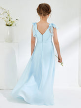 Sleeveless V-neck A-line Junior Bridesmaid Dresses Sky Blue