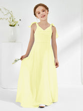 Sleeveless V-neck A-line Junior Bridesmaid Dresses Daffodil