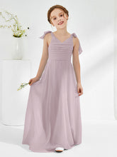 Sleeveless V-neck A-line Junior Bridesmaid Dresses Dusk