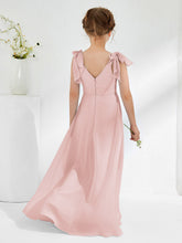 Sleeveless V-neck A-line Junior Bridesmaid Dresses Dusty Rose