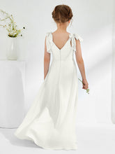 Sleeveless V-neck A-line Junior Bridesmaid Dresses Ivory