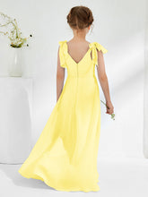 Sleeveless V-neck A-line Junior Bridesmaid Dresses Lemon