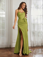 Sweetheart Neckline Spaghetti Straps Dress WIth Belt Clover