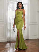 One Shoulder Backless Pleated Dress With Slit Clover