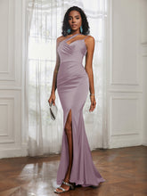 One Shoulder Backless Pleated Dress With Slit Dusk