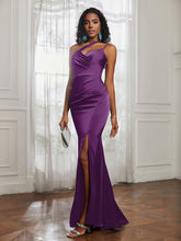 One Shoulder Backless Pleated Dress With Slit Grape