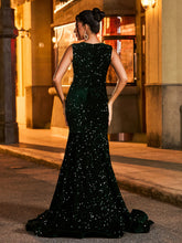 Dazzling Rhinestone-Embellished Mermaid Prom Dress Dark Green