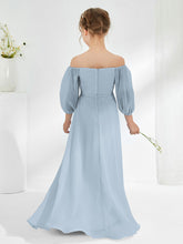 Strapless Floor-length Chiffon Junior Bridesmaid Dresses Dusty Blue