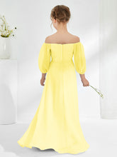 Strapless Floor-length Chiffon Junior Bridesmaid Dresses Lemon