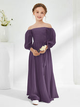 Strapless Floor-length Chiffon Junior Bridesmaid Dresses Plum