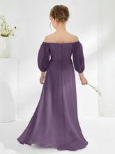 Strapless Floor-length Chiffon Junior Bridesmaid Dresses Plum
