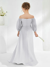 Strapless Floor-length Chiffon Junior Bridesmaid Dresses Silver
